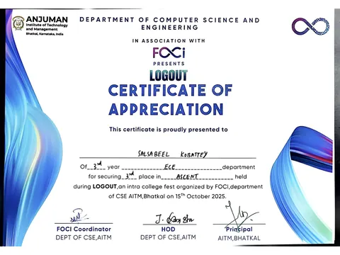Certificate: LOGOUT 2025, 3rd place