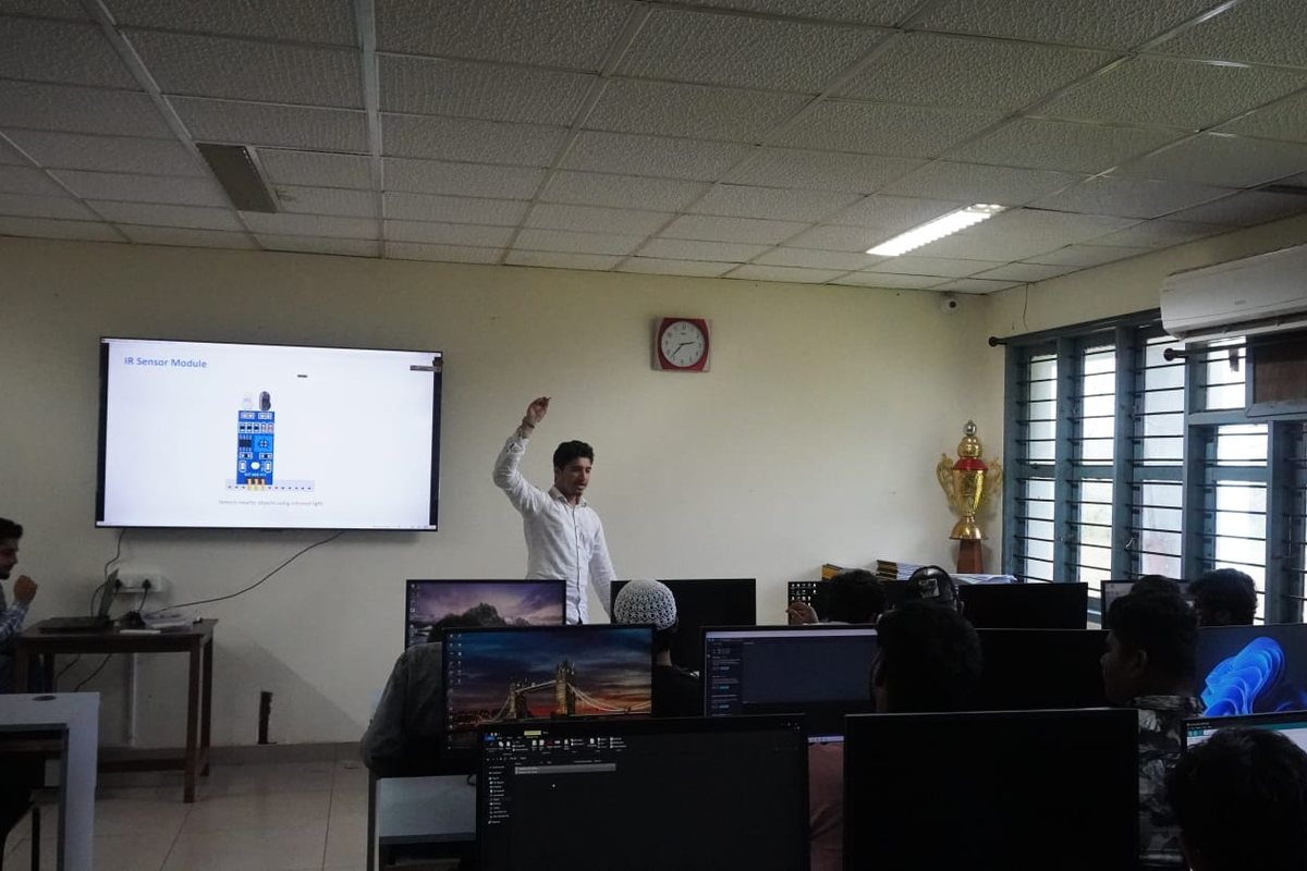 Teaching a room of students with an IR sensor slide on screen