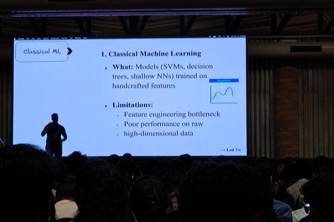 A talk tracing the path from classical ML to deep learning.