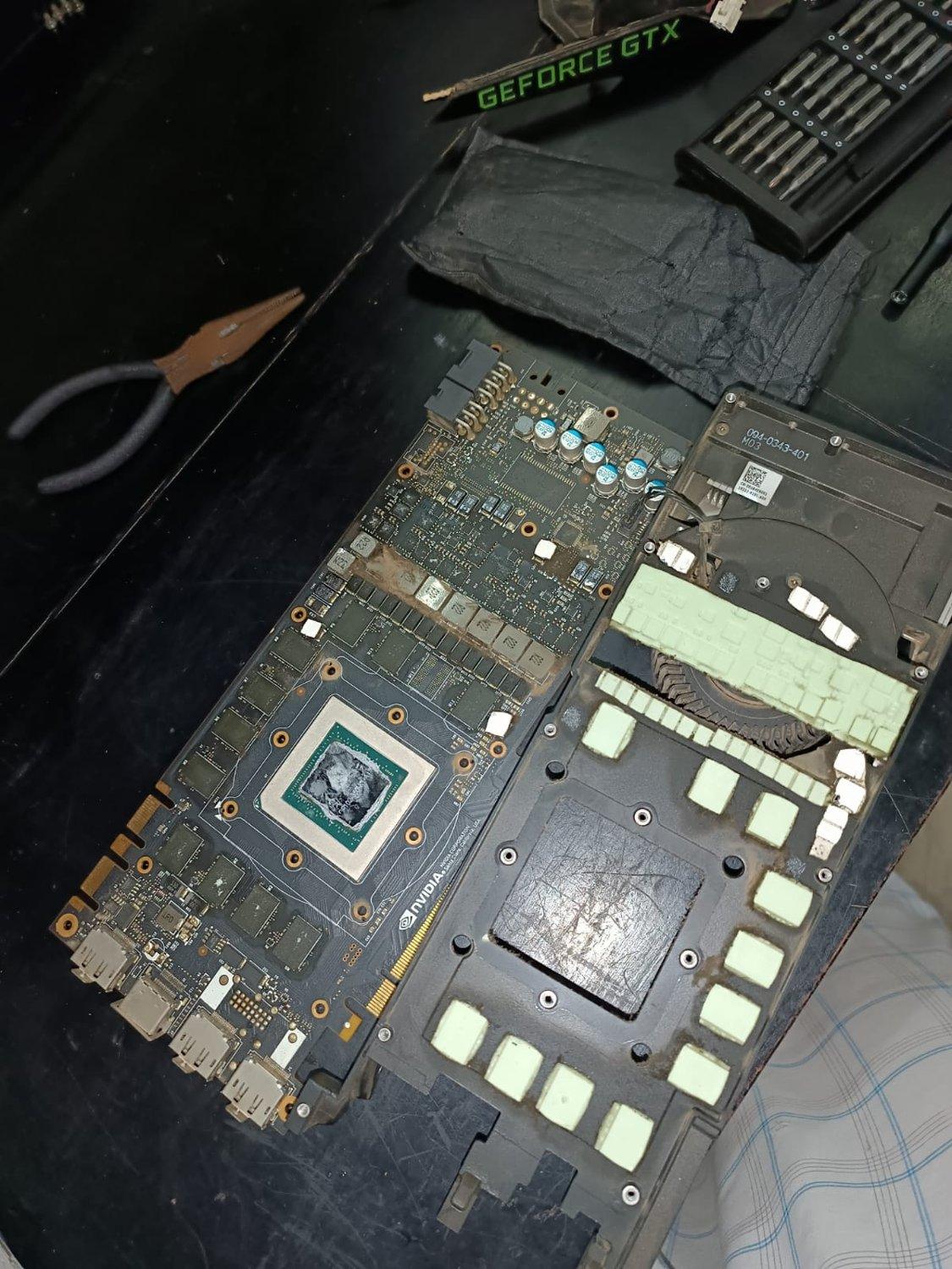 GTX 1080 Ti stripped for thermal service.