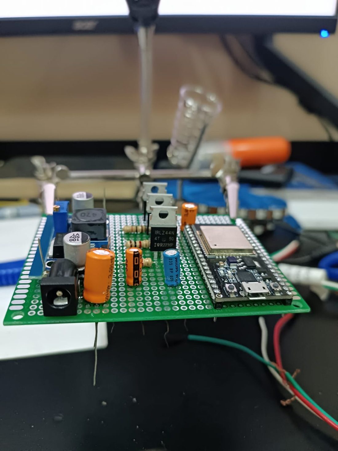 Layout on protoboard before soldering.